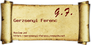 Gerzsenyi Ferenc névjegykártya